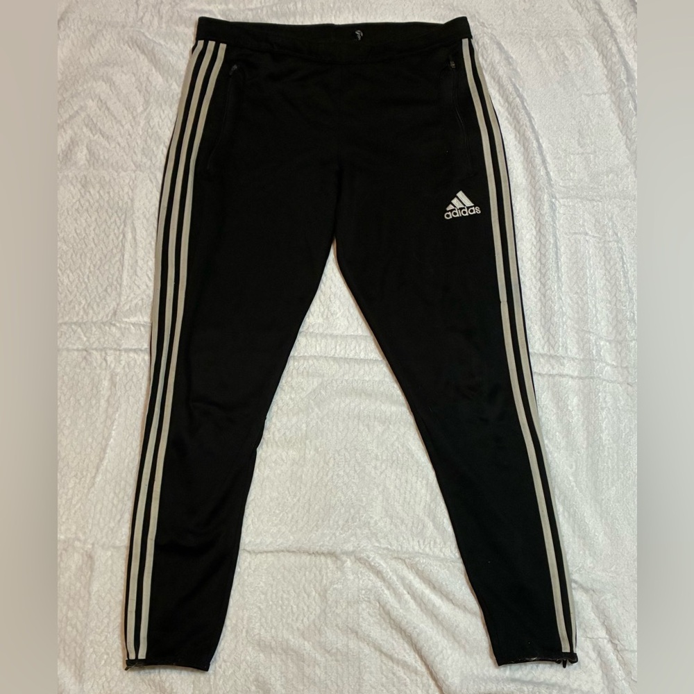 adidas Climacool Black Jogger Pants White Stripes M Athleisure Athletic Sporty - Picture 1 of 7